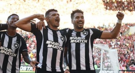 Jogadores do Botafogo comemoram a vitria sobre o rival