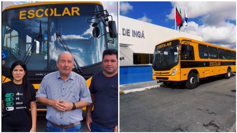 Prefeito Rob�rio Burity fez entrega de �nibus