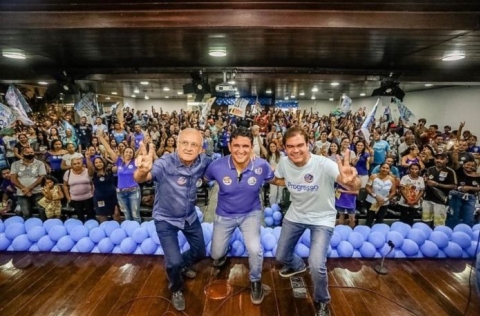 O audit�rio da Asplan lotou com os apoiadores de Dam�sio